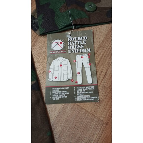 NWT Rothco Jacket Mens Small Woodland Camo Field Button Shirt Uniform BDU Army - Picture 7 of 16